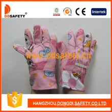 Children Garden Gloves with Pink Cotton Dgk103
